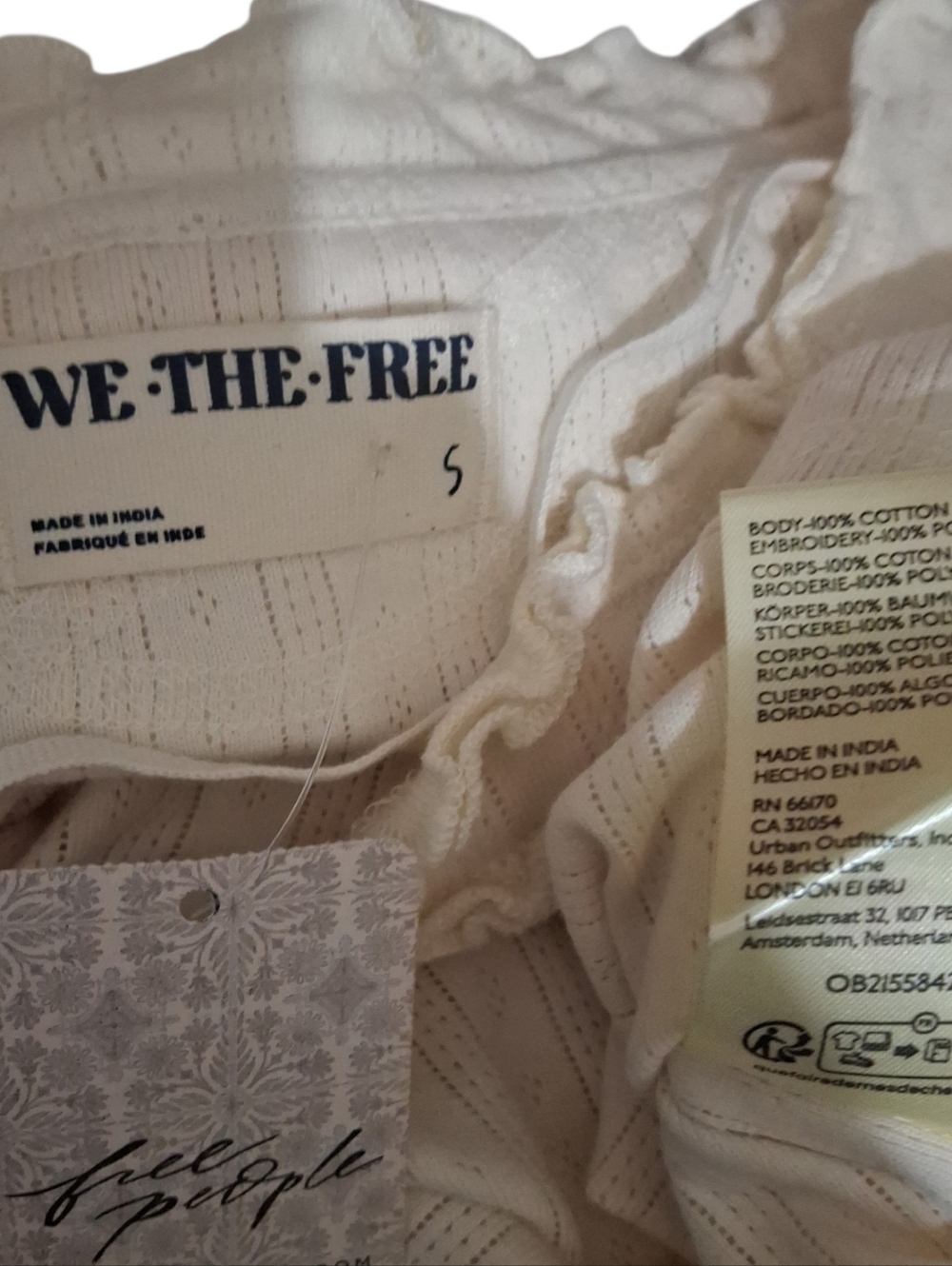 We The Free People Through The Woods Tee  Embroidered Cross Stitch Top Size S - Picture 4 of 5